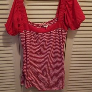 Red and white blouse with strips